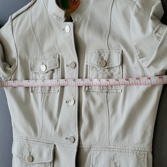 Tory Burch Winter White Sergeant Pepper Military Style Leather Jacket - Picture 15 of 16